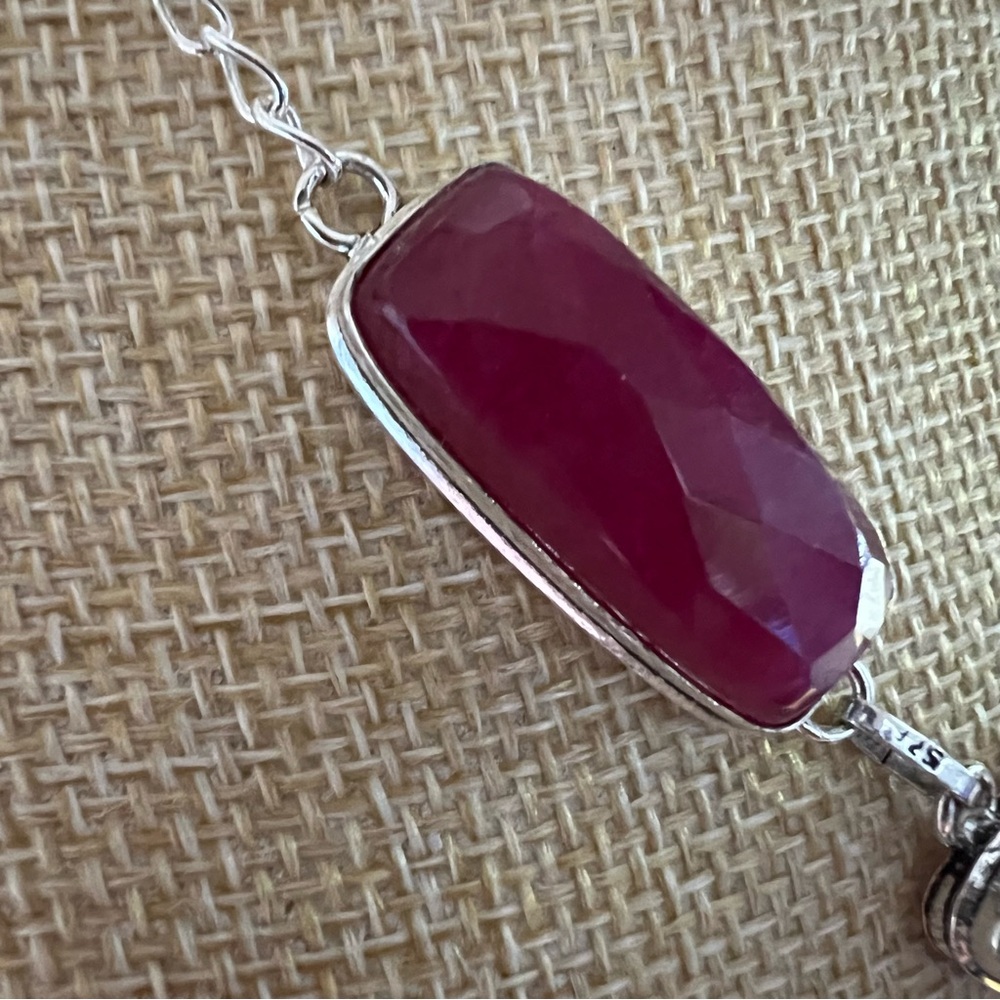 New Enhanced Red Ruby Faceted Multi Cluster Stone… - image 5